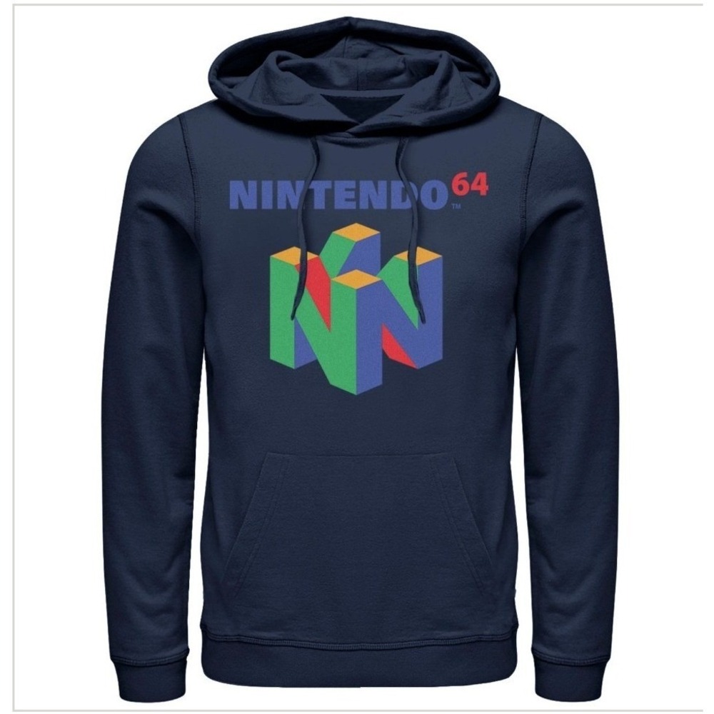 Nintendo 64 Blue Graphic Hoodie Sweatshirt Sz M Gaming Athleisure Streetwear